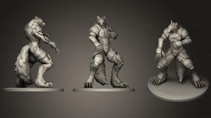Figurines heroes, monsters and demons (Anthro Wolf, STKM_0610) 3D models for cnc